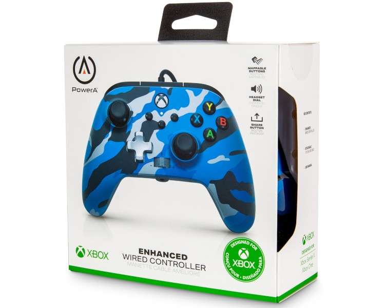 POWER A ENHANCED WIRED CONTROLLER METALLIC CAMO/BLUE (AZUL MILITAR METALICO) (XBONE/PC)