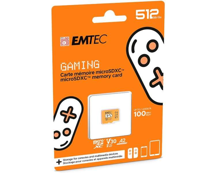 EMTEC MICROSDXC UHS-1 U3 V30 A1 512GB ORANGE (NARANJA) (SWITCH)