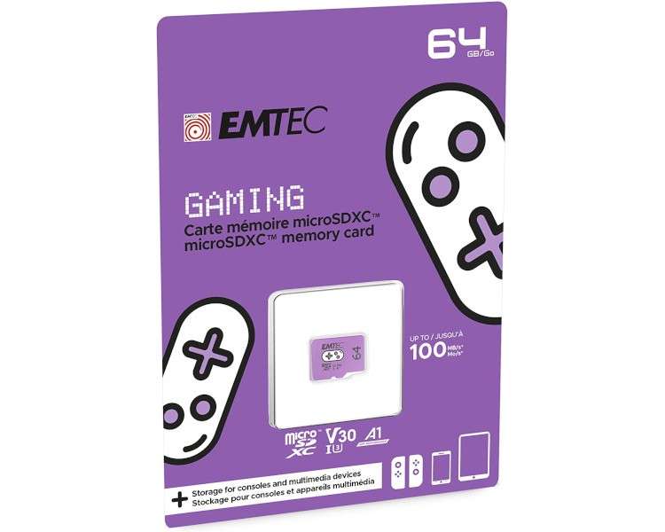 EMTEC MICROSDXC UHS-1 U3 V30 A1 64GB PURPLE (PURPURA) (SWITCH)