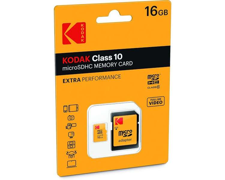 KODAK CLASS 10 MICROSDHC 16GB + ADAPTER