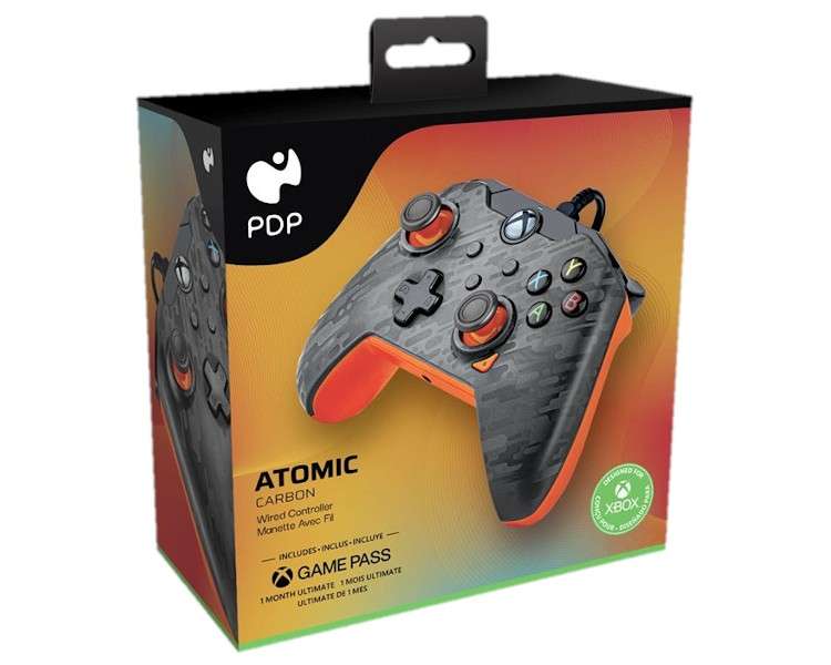 PDP WIRED CONTROLLER ATOMIC CARBON + GAME PASS 1 MES (XBONE)