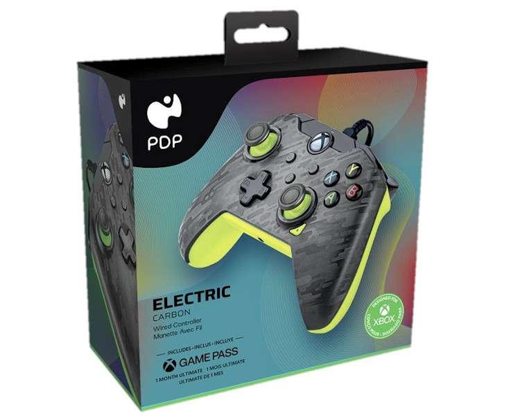 PDP WIRED CONTROLLER ELECTRONIC CARBON + GAME PASS 1 MES (XBONE/PC)