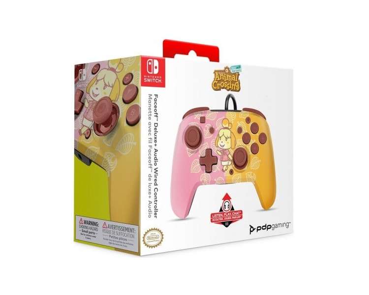 PDP FACEOFF DELUXE AUDIO WIRED CONTROLLER ANIMAL CROSSING: ISABELLE