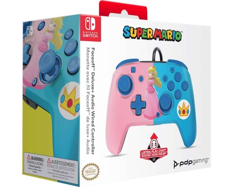PDP FACEOFF DELUXE AUDIO WIRED CONTROLLER SUPER MARIO: PEACH
