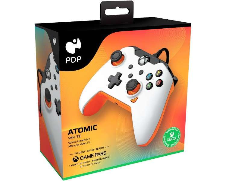 PDP WIRED CONTROLLER ATOMIC WHITE + GAME PASS 1 MES (XBONE)