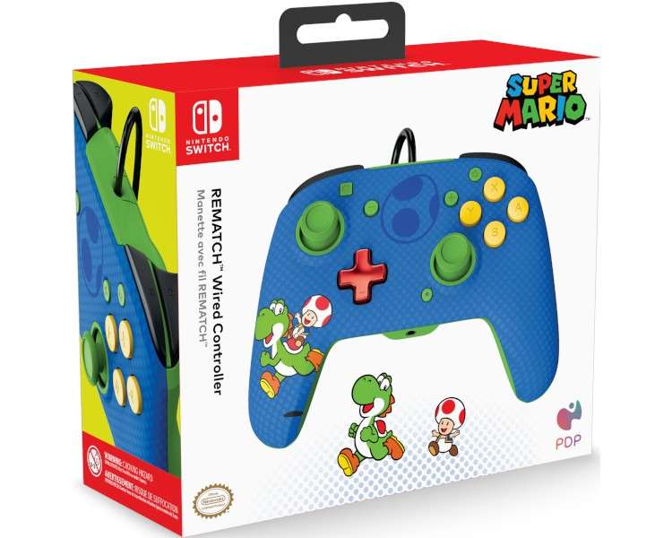 PDP REMATCH WIRED CONTROLLER SUPER MARIO TOAD & YOSHI (SWITCH/LITE/OLED)