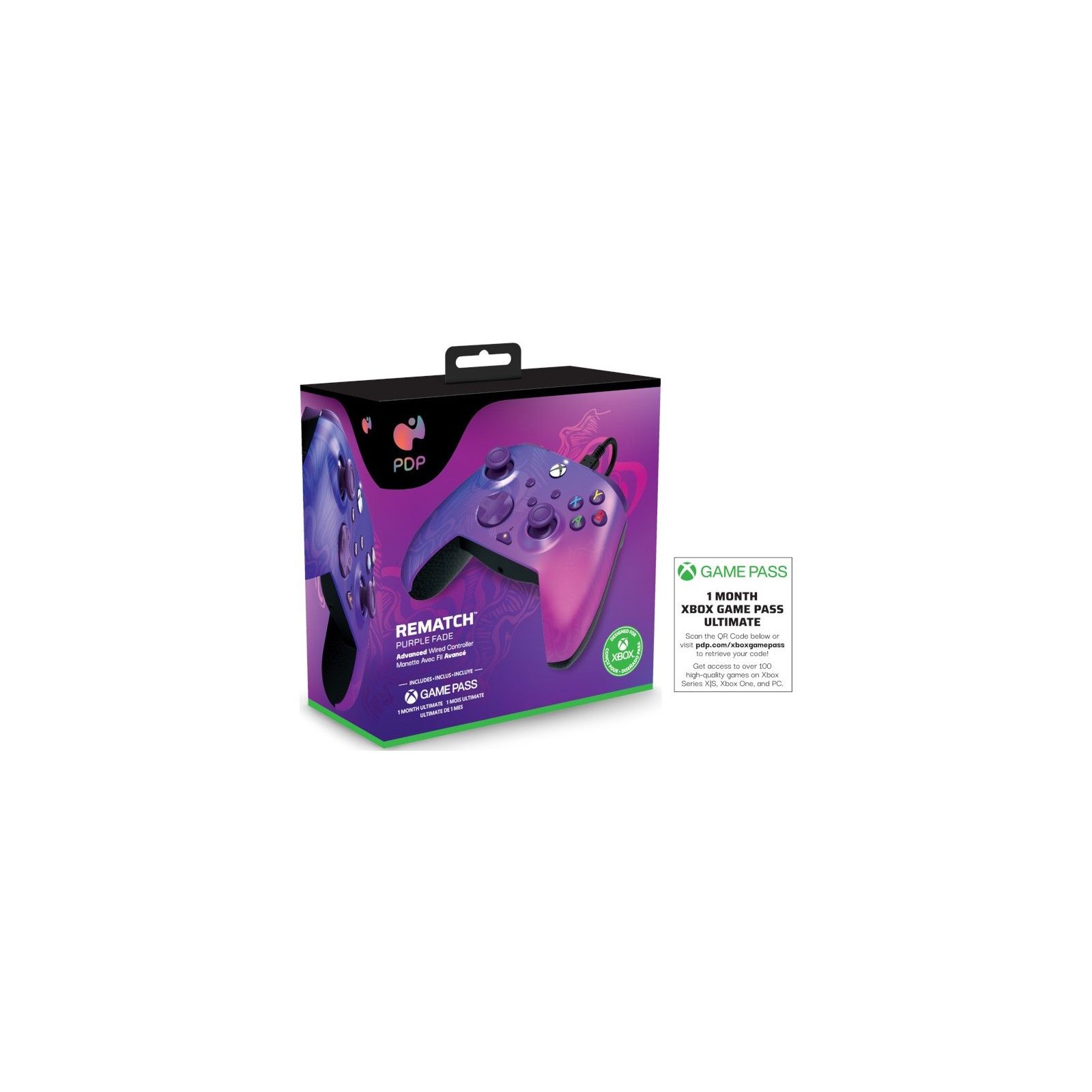 PDP REMATCH WIRED CONTROLLER PURPLE FADE + GAME PASS 1 MES (XBONE)