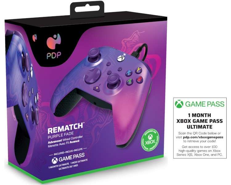 PDP REMATCH WIRED CONTROLLER PURPLE FADE + GAME PASS 1 MES (XBONE)