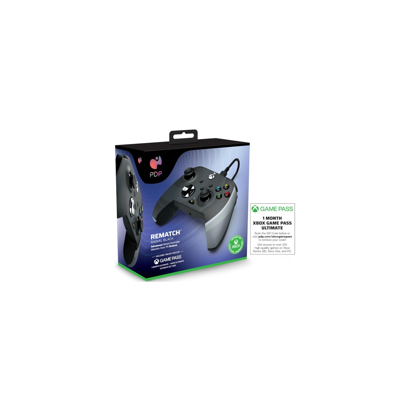 PDP REMATCH WIRED CONTROLLER RADIAL BLACK + GAME PASS 1 MES (XBONE)