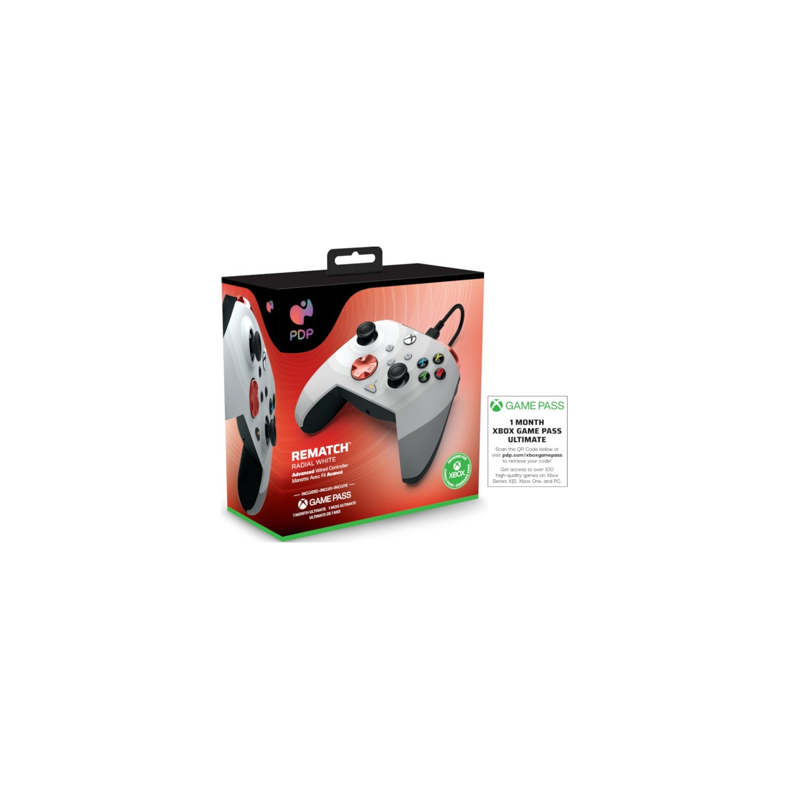 PDP REMATCH WIRED CONTROLLER RADIAL WHITE + GAME PASS 1 MES (XBONE)