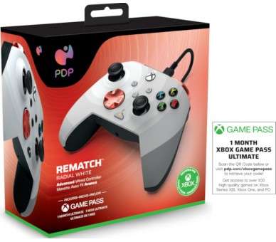 PDP REMATCH WIRED CONTROLLER RADIAL WHITE + GAME PASS 1 MES (XBONE)