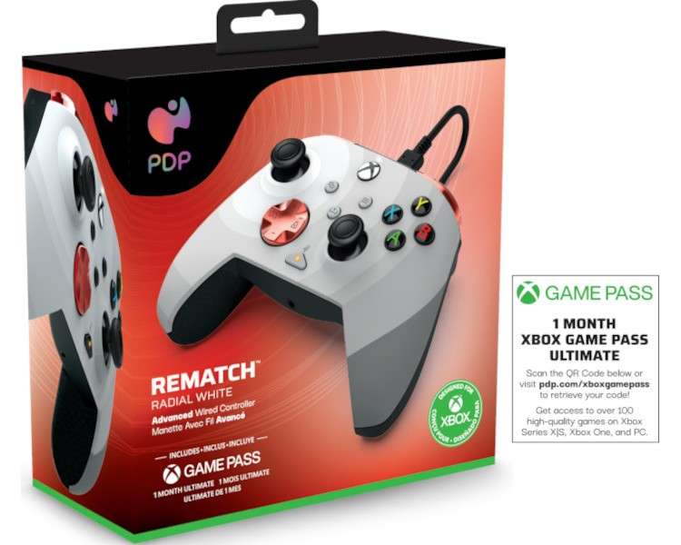 PDP REMATCH WIRED CONTROLLER RADIAL WHITE + GAME PASS 1 MES (XBONE)