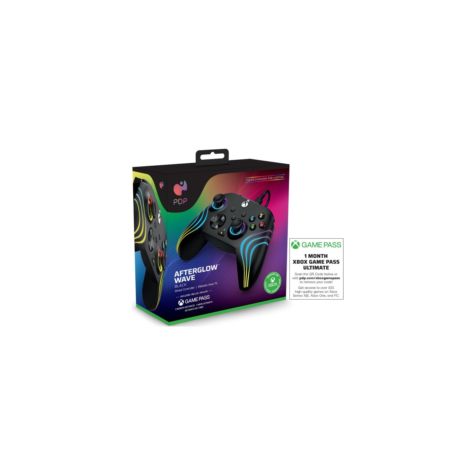 PDP AFTERGLOW WAVE WIRED CONTROLLER BLACK (NEGRO) + GAME PASS 1 MES (XBONE)