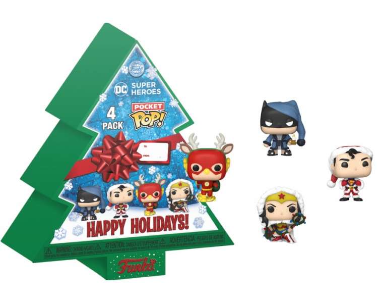 FUNKO POCKET POP! DC SUPER HEROES: HAPPY HOLIDAYS! (4 PACK)