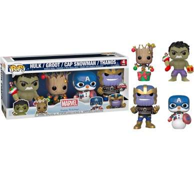 FUNKO POP! MARVEL HAPPY HOLIDAYS PACK 4 (HULK/GROOT/CAP SNOWMAN/THANOS)