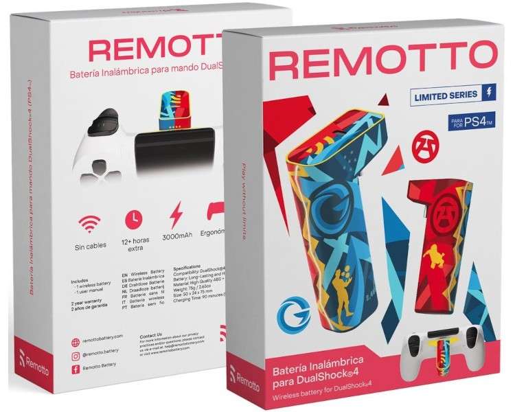 REMOTTO BATERIA INALAMBRICA PARA MANDO PS4 AG LIMITED EDITION