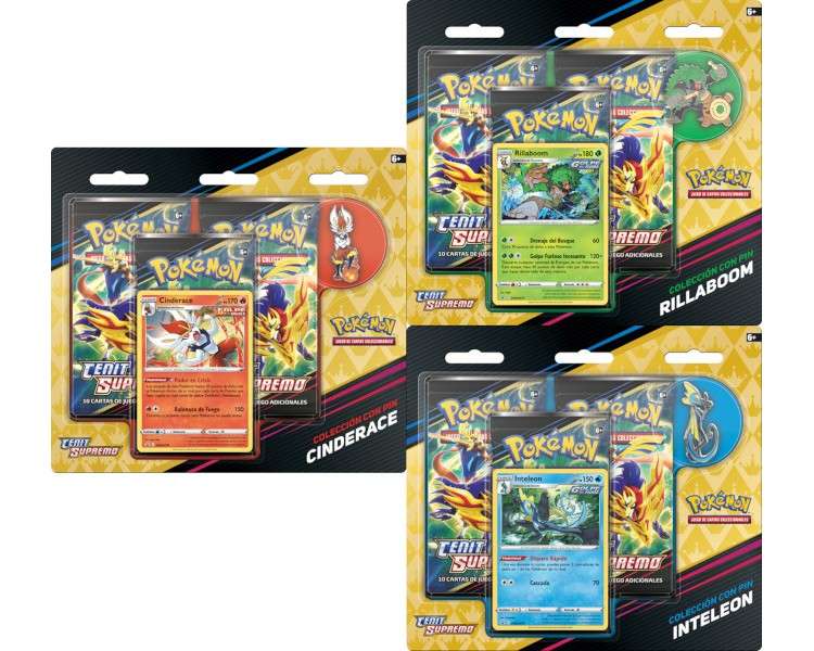 POKEMON JUEGO DE CARTAS CENIT SUPREMO COL. CON PIN (RILLABOOM/CINDERACE/INTELEON) (ESP)