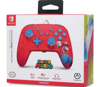 POWER A ENHANCED WIRED CONTROLLER WOO-HOO! MARIO (ROJO)