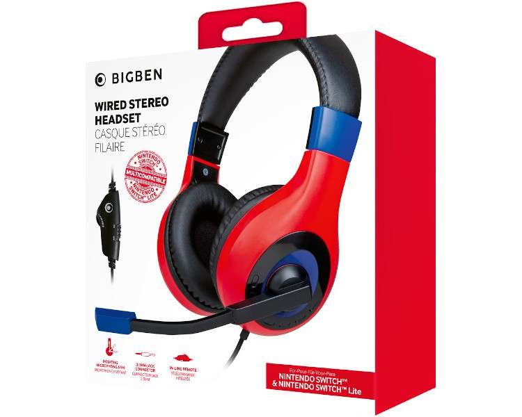 BIGBEN WIRED STEREO HEADSET (ROJO/AZUL) (LITE)