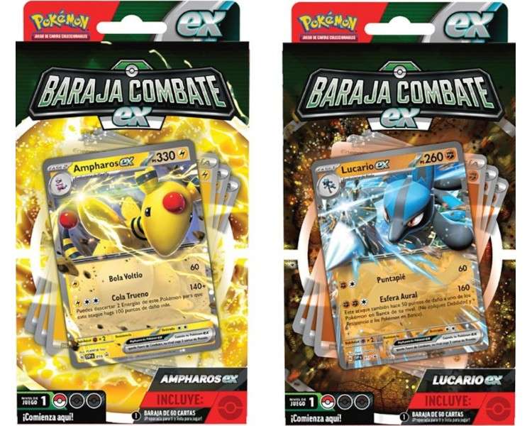 POKEMON JUEGO DE CARTAS.BARAJA COMBATE EX (LUCARIO EX / AMPHAROS EX)  (ESP)