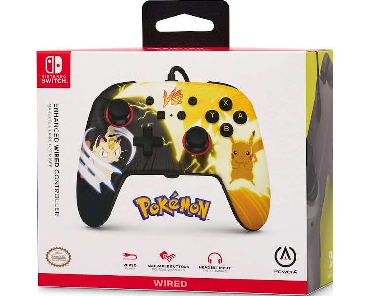 POWER A ENHANCED WIRED CONTROLLER POKEMON PIKACHU VS MEOWTH