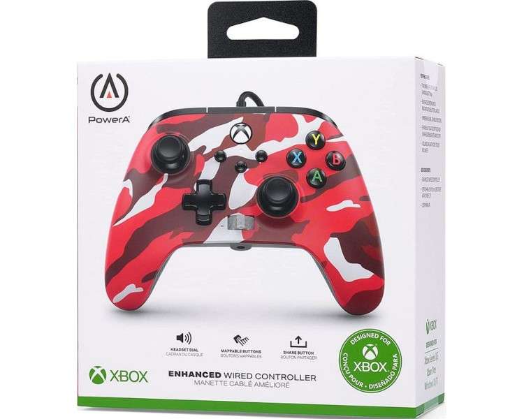 POWER A ENHANCED WIRED CONTROLLER RED CAMO (ROJO) (XBONE/PC)