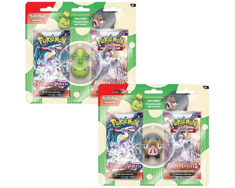 POKEMON TRADING CARD 2 BOOSTER PACKS & 1 ERASER BLISTER (ENG)