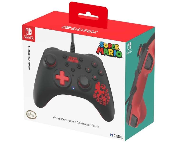 HORIPAD TURBO WIRED CONTROLLER SUPER MARIO BLACK/RED (NEGRO/ROJO) (SWITCH/OLED)