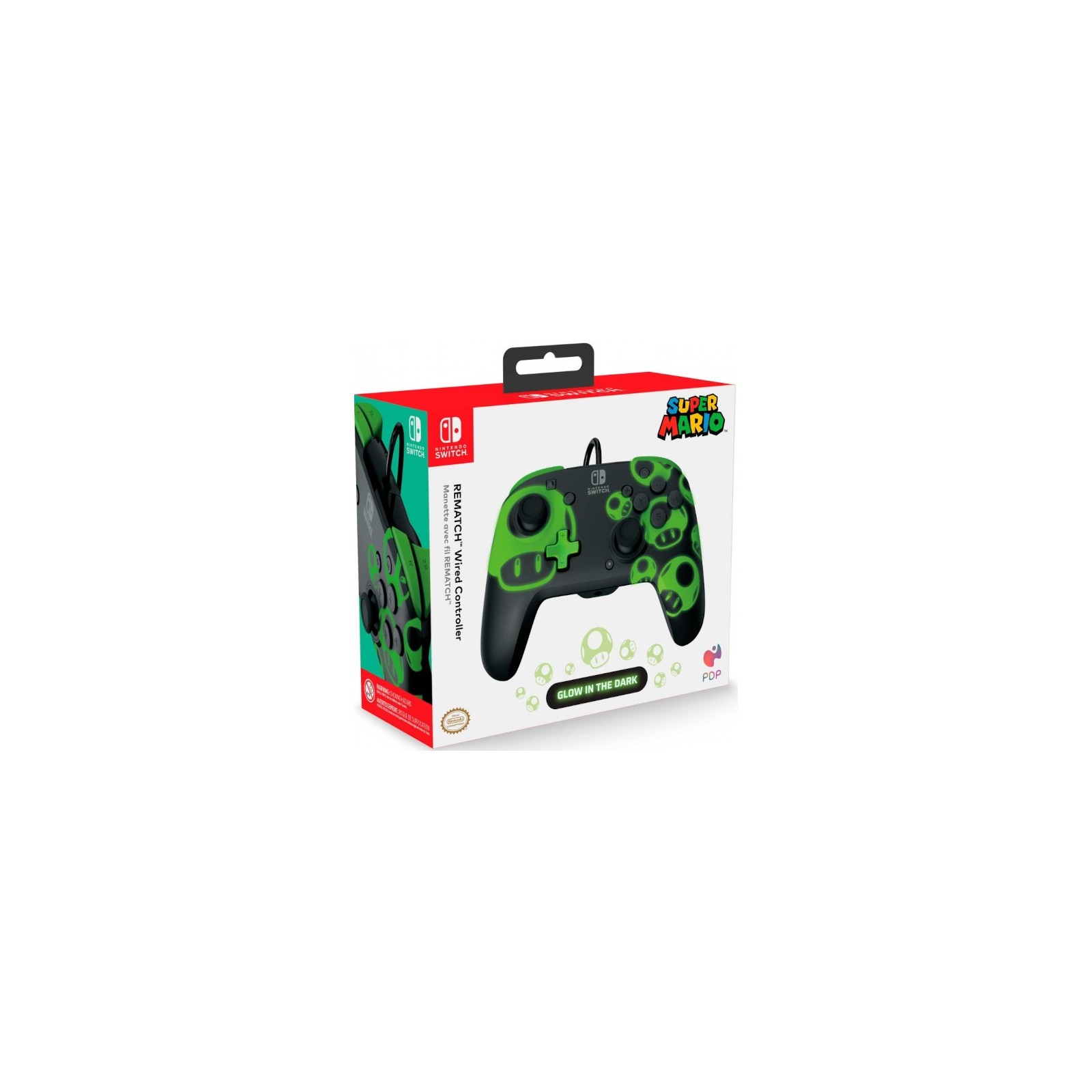 PDP REMATCH WIRED CONTROLLER SUPER MARIO BLACK/GREEN (GLOW IN THE DARK) (SWITCH/OLED)