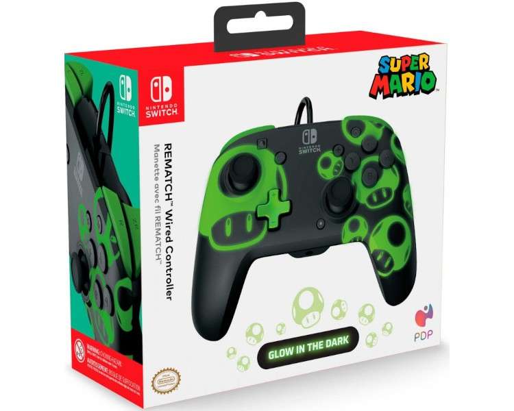 PDP REMATCH WIRED CONTROLLER SUPER MARIO BLACK/GREEN (GLOW IN THE DARK) (SWITCH/OLED)