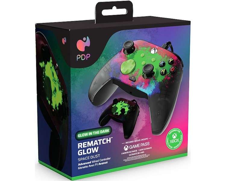 PDP REMATCH WIRED CONTROLLER GLOW SPACE DUST (XBONE)