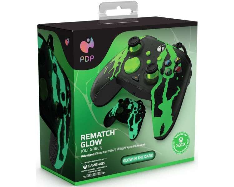 PDP WIRED CONTROLLER REMATCH GLOW JOLT GREEN (XBONE) (GLOW IN THE DARK)