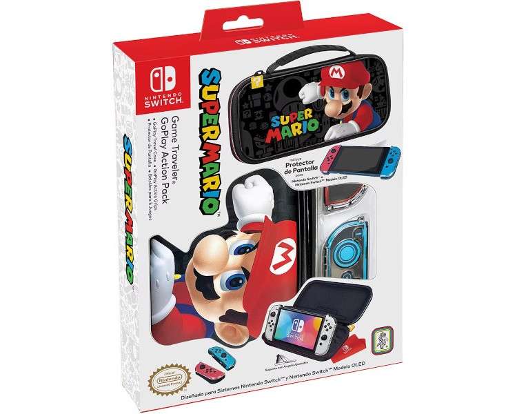 GAME TRAVELLER GOPLAY ACTION PACK SUPER MARIO (FUNDA/PROTECTOR PANTALLA/PROTECTOR JOY-CON) (OLED)