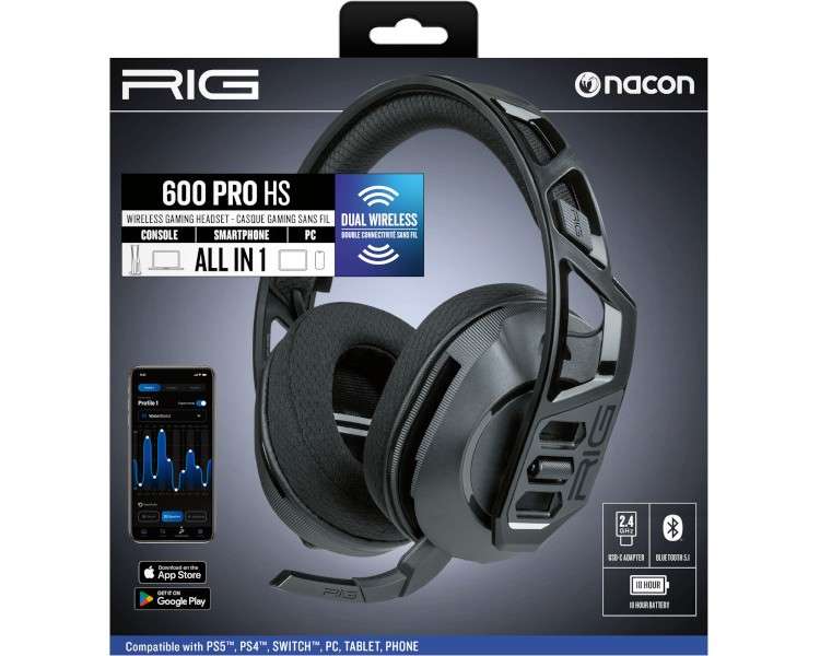 NACON RIG GAMING DUAL WIRELESS HEADSET ALL IN 1 600 HS BLACK (NEGRO) (PC/SMARTPHONE)