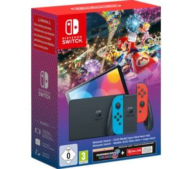 VERSION OLED AZUL NEÓN/ROJO NEÓN + MARIO KART 8 (CIAB) + 3 MESES NSO