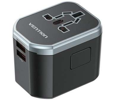 h2Adaptador de viaje universal USB C A A de 3 puertos 20W 18W 18W Negro h2p pp pulliCompatibilidad del cargador Universal liliA