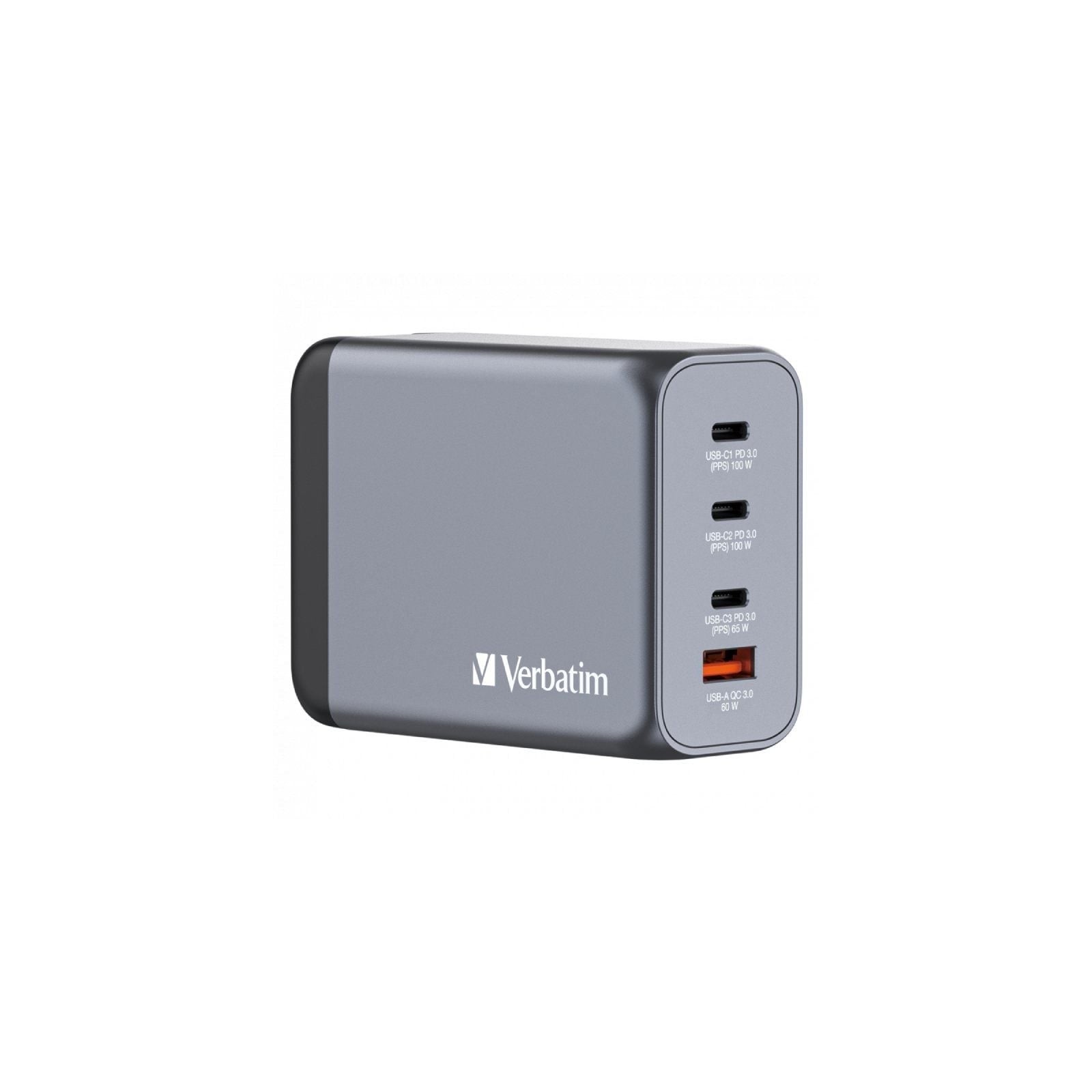 pbCarga de 200 W 4 en 1 bbrbrul liEl cargador de pared GaN de 200 W de Verbatim combina dos puertos USB C PD 100 W un puerto US