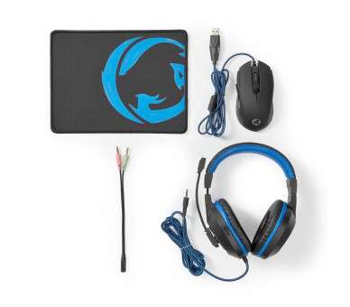 NEDIS KIT GAMING COMBO | 3 EN 1 | AURICULARES, RATÓN Y ALFOMBRILLA DE RATÓN | AZUL | NEGRO