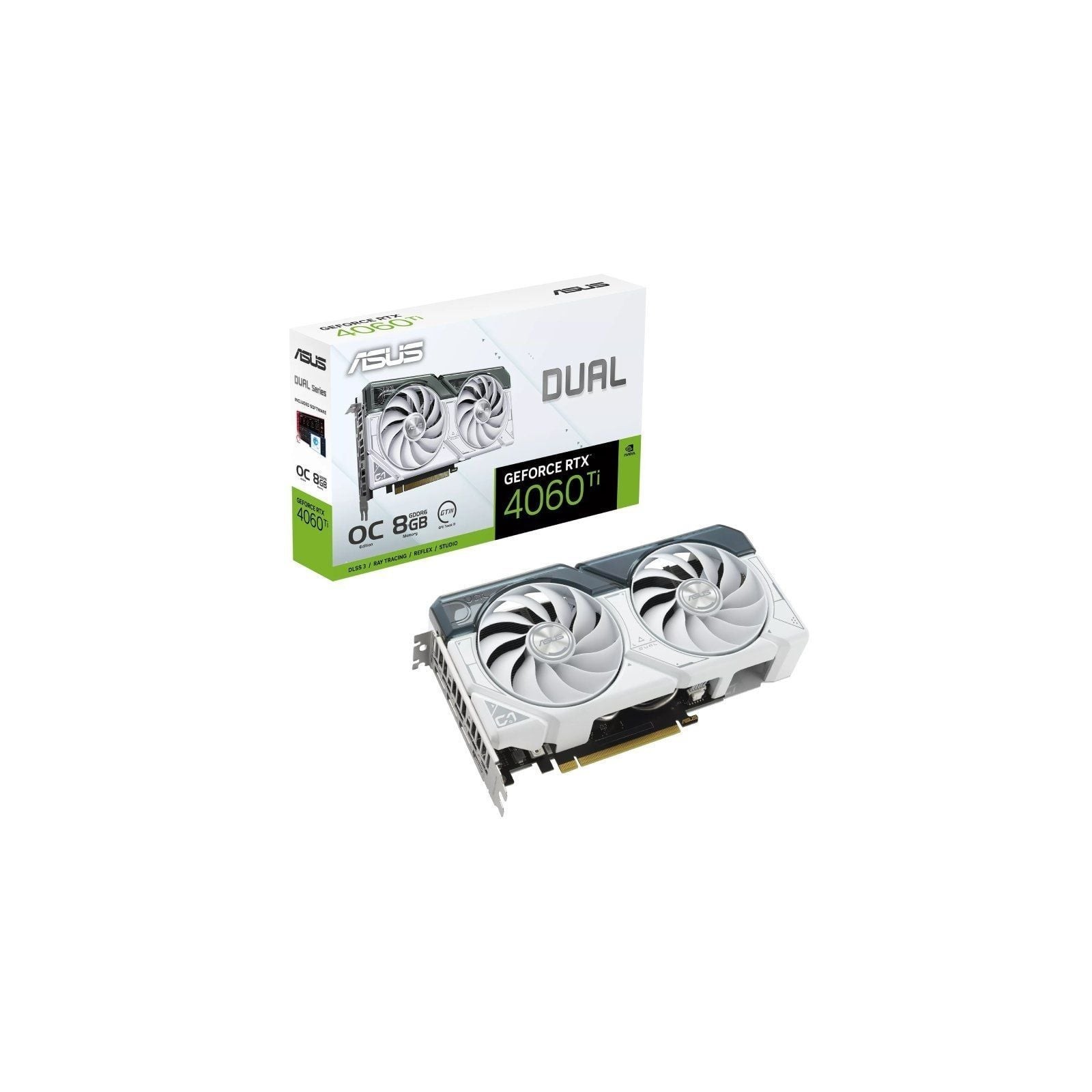 h2ASUS Dual GeForce RTX8482 4060 Ti White OC Edition 8GB GDDR6 h2p pp pulliMultiprocesadores de streaming NVIDIA Ada Lovelace h