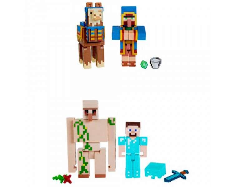 Pack 2 figuras mattel minecraft surtido