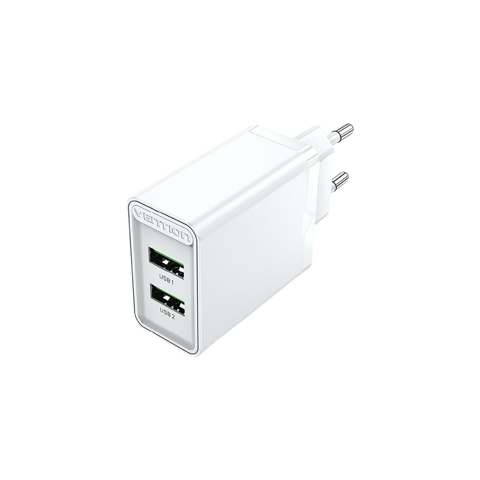 h2Cargador de pared Vention de 2 puertos USB AA 18 W Blanco h2divCargador de red con soporte de carga rapida potencia total 18 