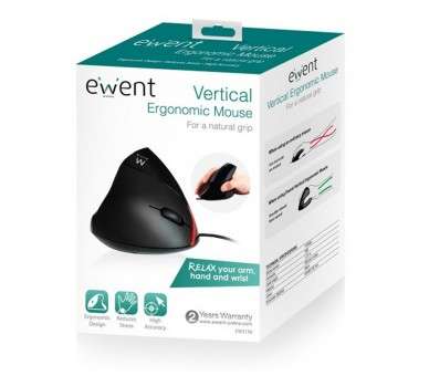 EWENT EW3156 Raton Ergonomico USB Negro