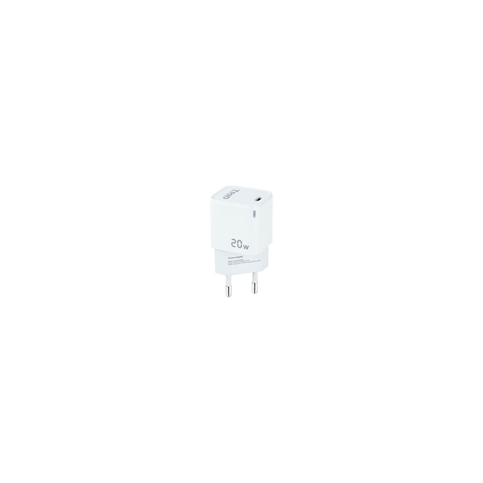 Cargador pared tooq usb c blanco 20w