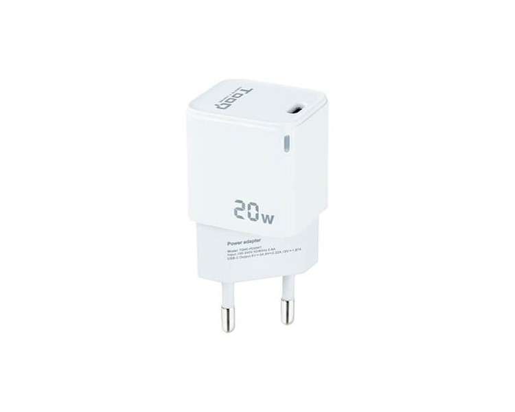 Cargador pared tooq usb c blanco 20w