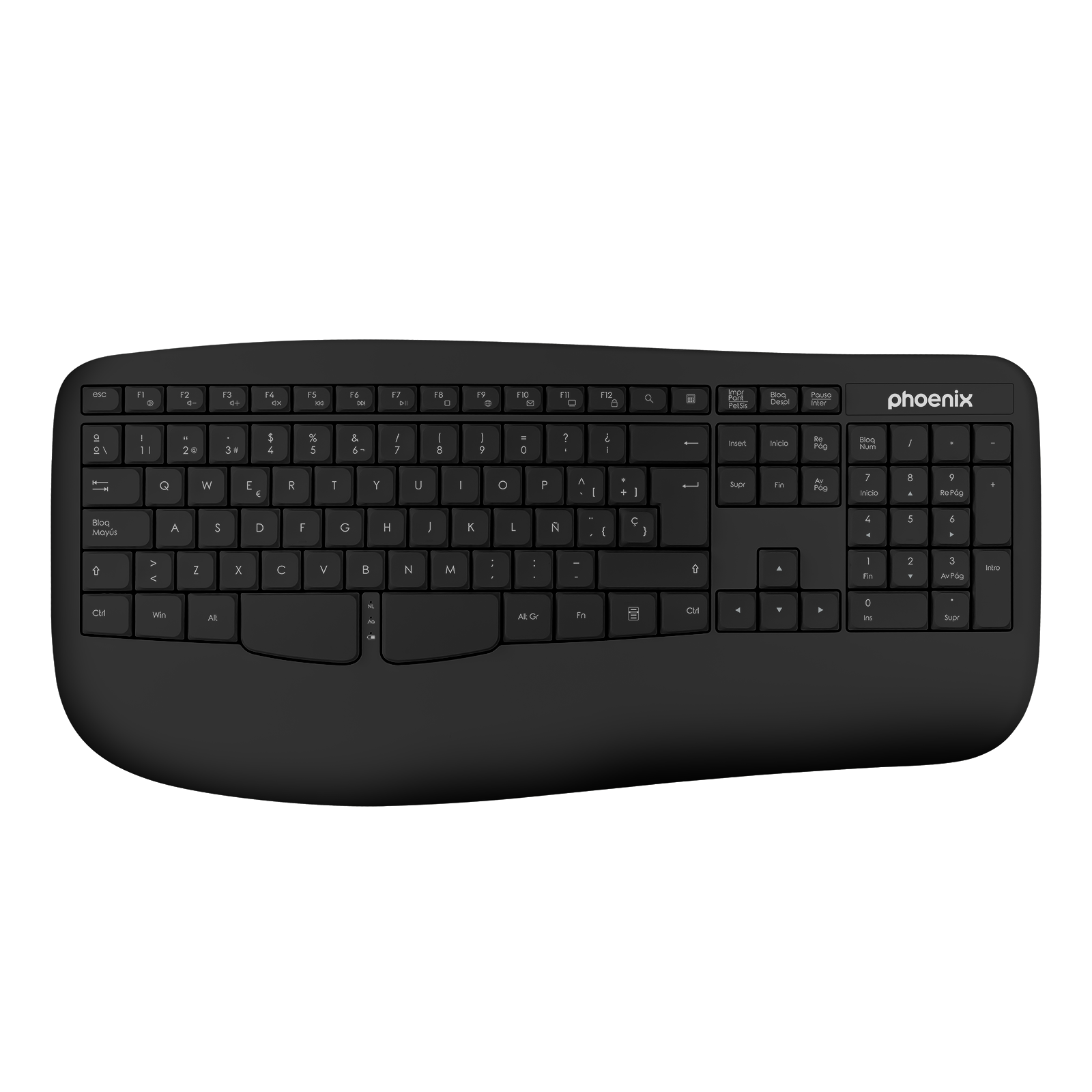 Phoenix k201 teclado ergonomico inalambrico 24ghz