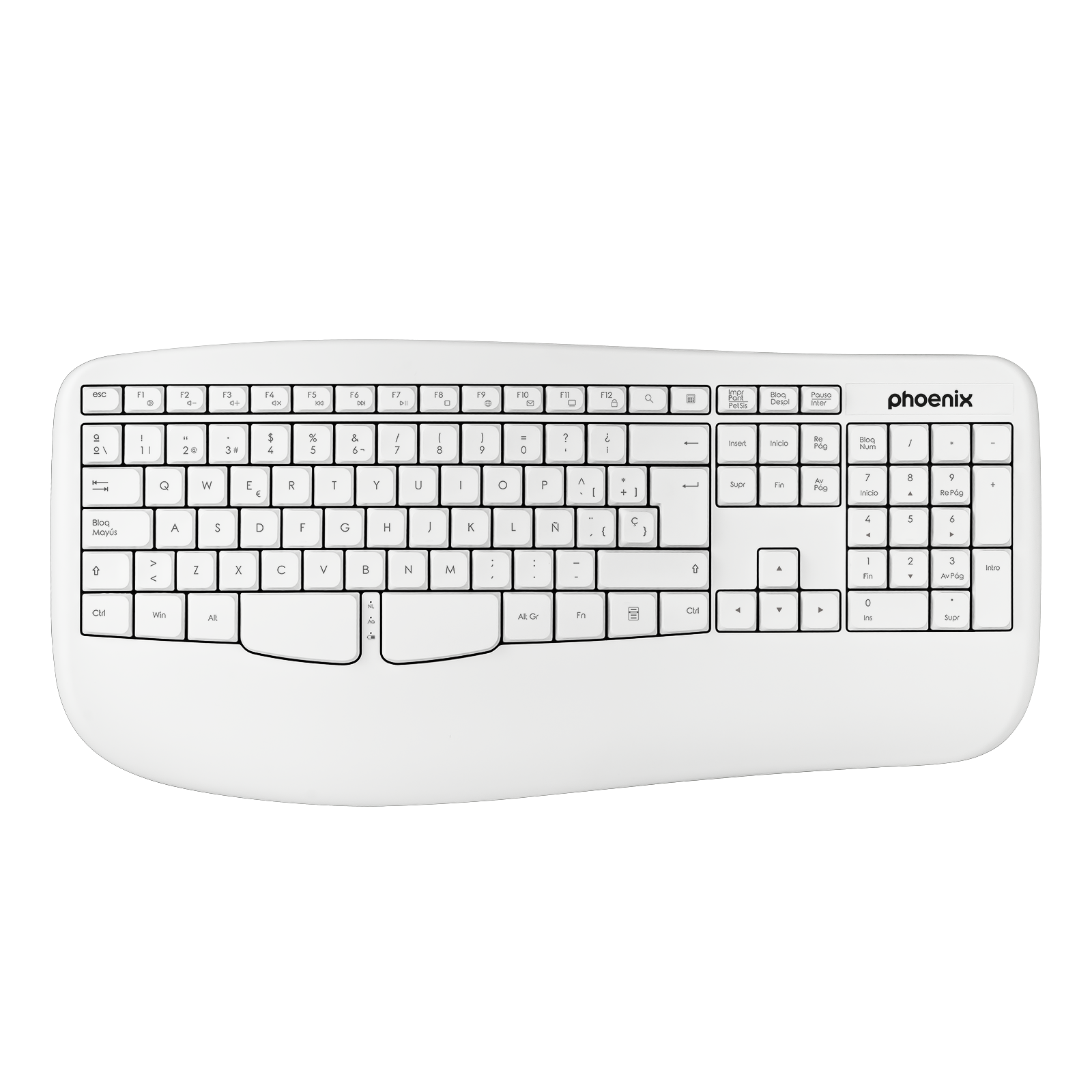 Phoenix k201 teclado ergonomico inalambrico 24ghz