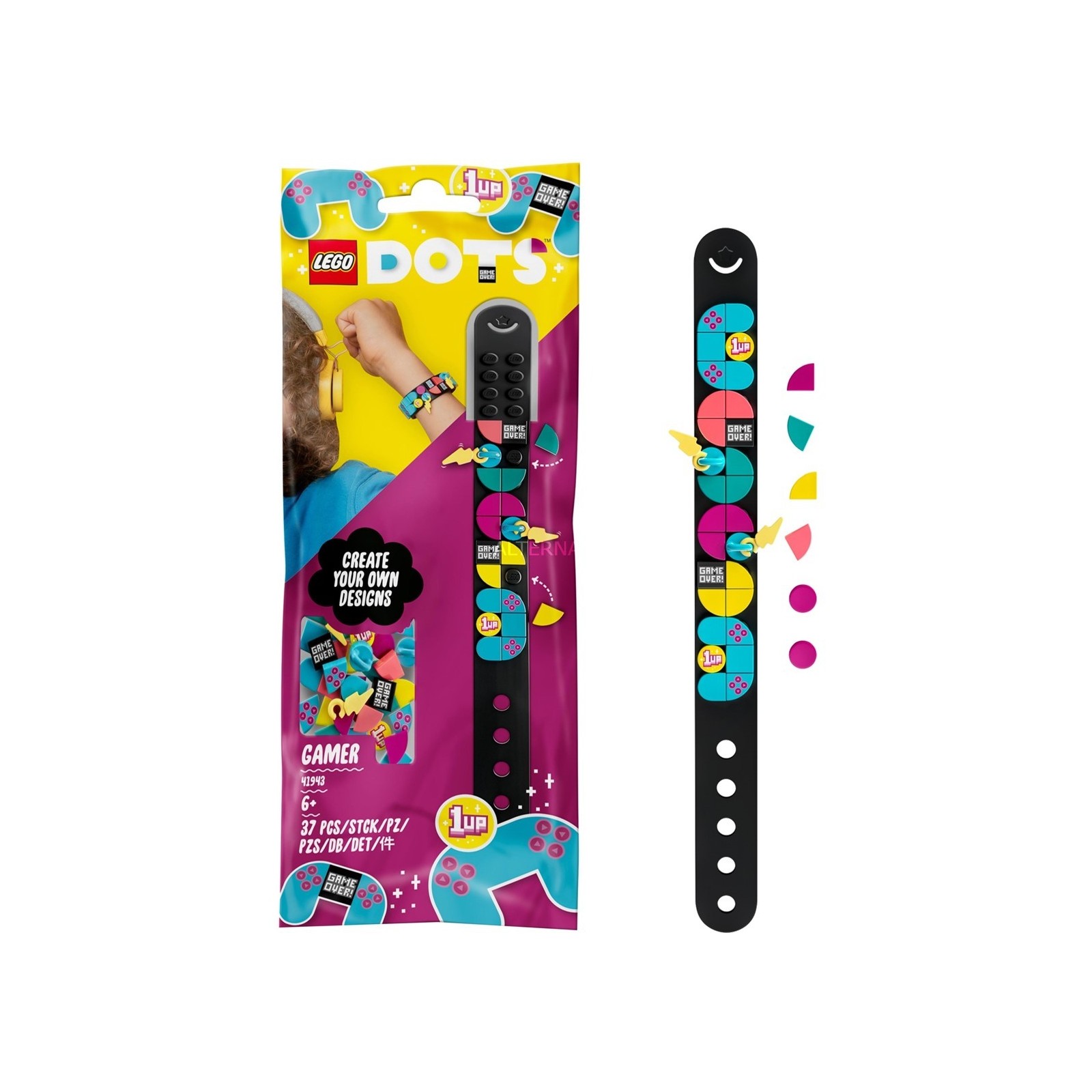 Lego dots pulsera con amuletos gamer