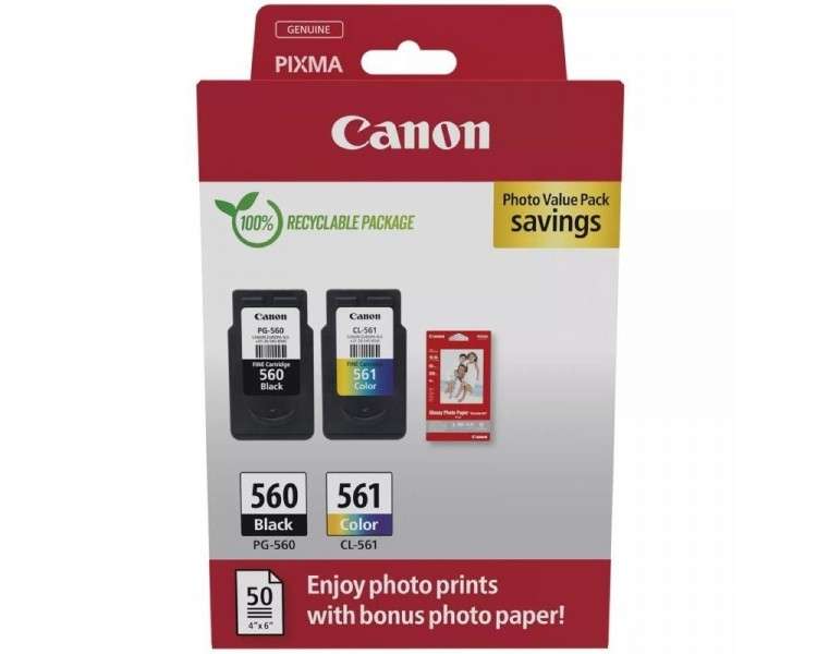 h2Cartuchos de tinta PG 560 CL 561 papel fotografico de Canon h2divEste value pack de papel fotografico es la solucion ideal pa