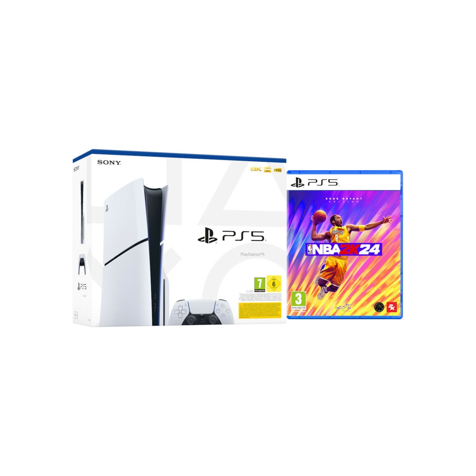 CONSOLA WHITE SLIM EDITION + DUALSENSE (1TB) + NBA 2K24 (EDICION KOBE BRYANT)