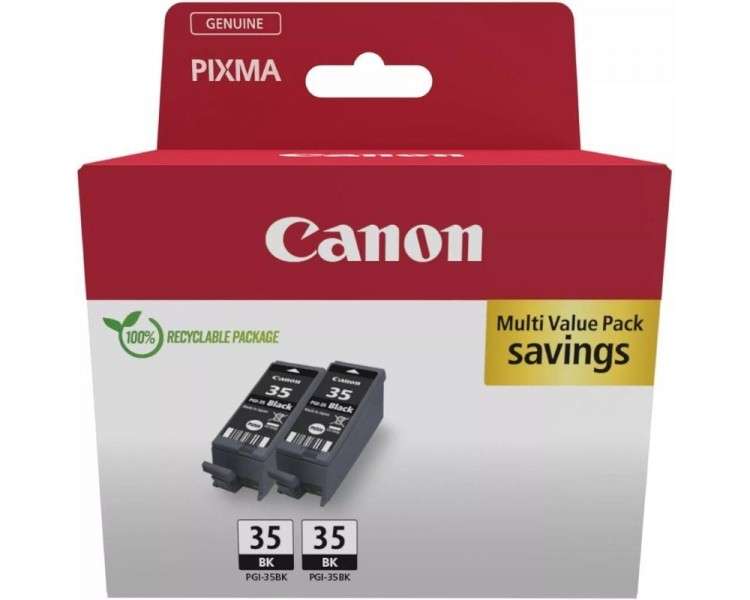 h2Cartucho de tinta negra Canon PGI 35BK Twin pack h2divLa tinta de pigmento negro se usa para imprimir documentos en papel nor